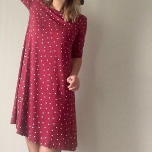 Red and white poke a dot dress